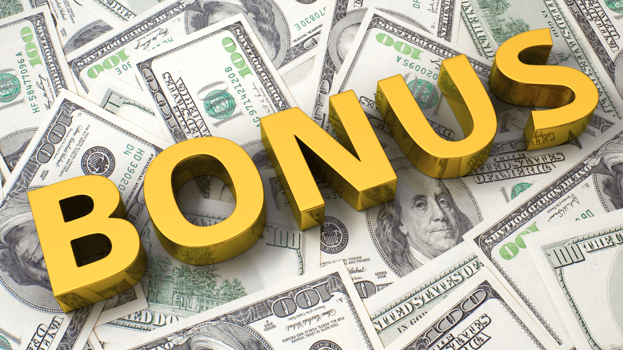 bonusのブロックとドル紙幣